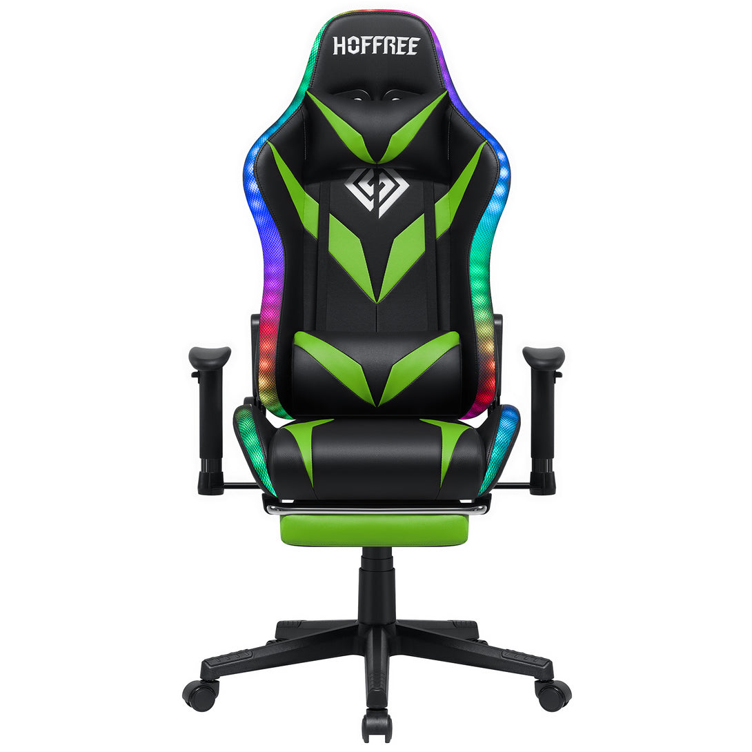 racing-style-v-look-gaming chairs-rgl203-black-and-green-front-view