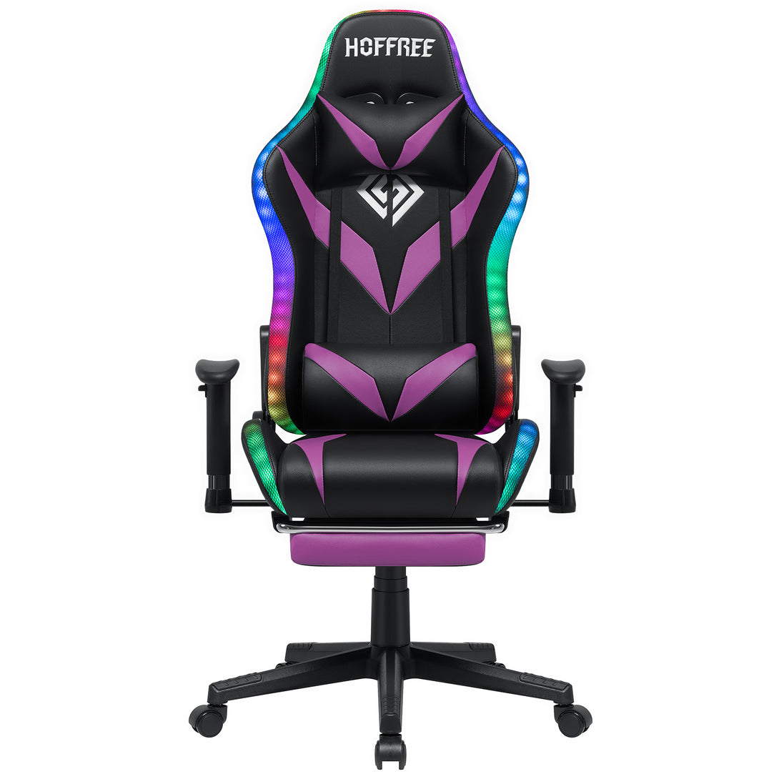 racing-style-v-look-gaming chairs-rgl203-black-and-purple-front-view