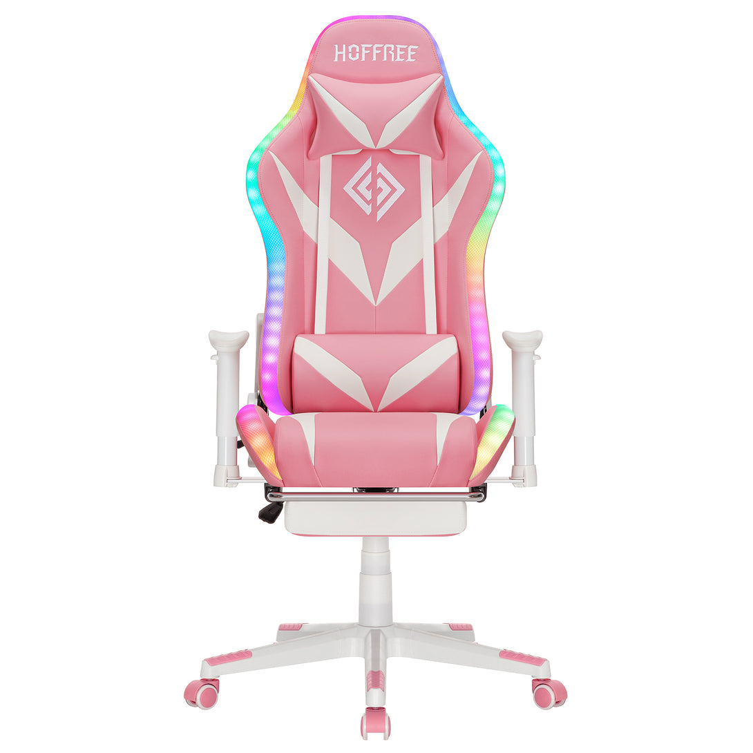 racing-style-v-look-gaming chairs-rgl203-white-and-pink-front-view
